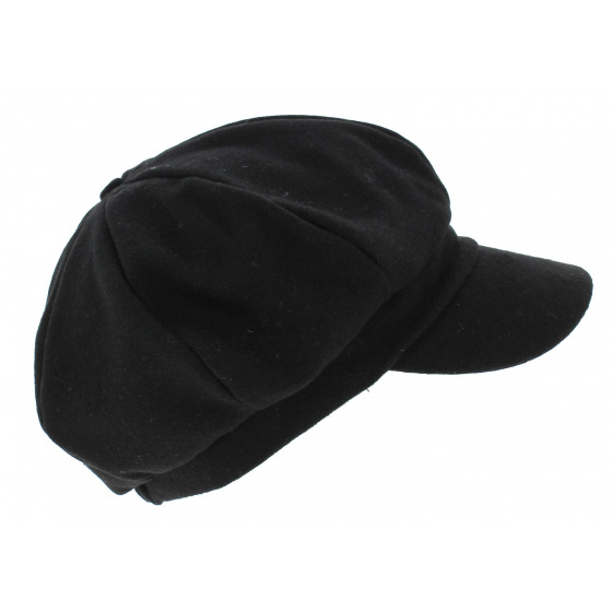 Black Wool Newsboy Cap - Traclet