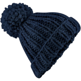 Navy Oversized Pom-Pom Beanie - Traclet