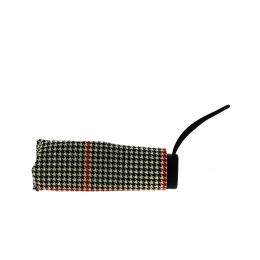 Small Beige Checkered Manual Mini Umbrella - Pierre Cardin