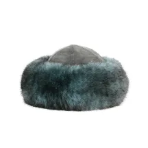Irena Women's Toque in Turquoise Faux Fur & Grey Leather - Traclet . Reference: 21336 | Traclet Hatters