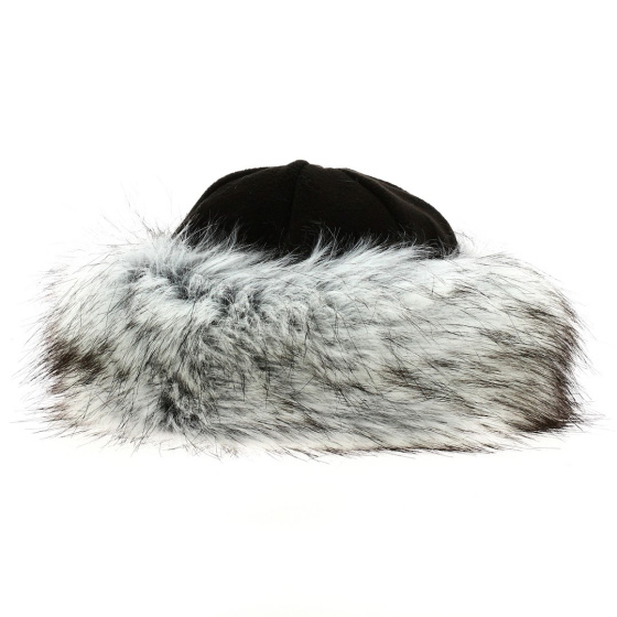 Marmotte Toque brown fleece & gray faux fur - Traclet
