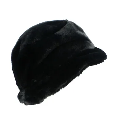 Black Faux Fur Bucket Hat - Traclet Hat Shop