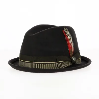 Chapeau Trilby Gain Feutre Laine Chocolate/Gold - Brixton