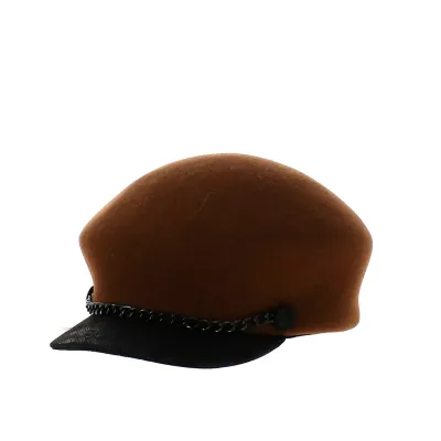 TESS curved cap in chocolate felt - MARONE