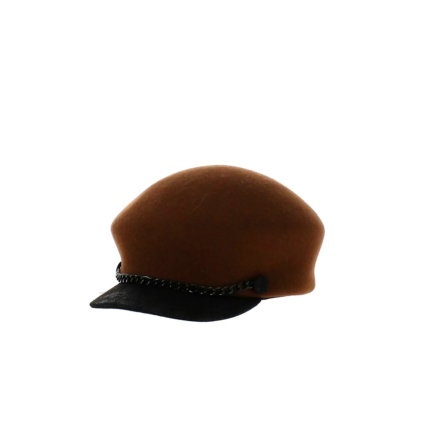 TESS curved cap in chocolate felt - MARONE
