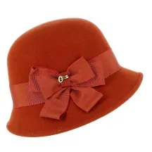 Maithe Rust Wool Felt Cloche Hat - Traclet  Reference: 21377 | Traclet Millinery