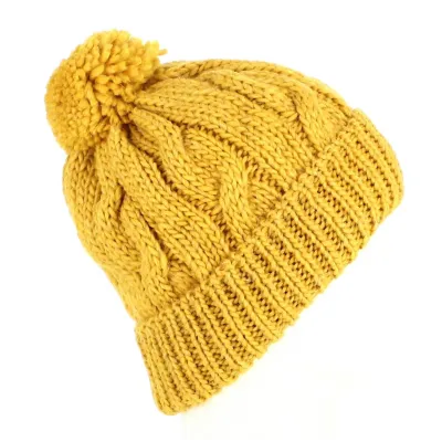 Yellow Valeriano Wool & Alpaca Pom-Pom Beanie - Traclet Reference: 21383 | Chapellerie Traclet