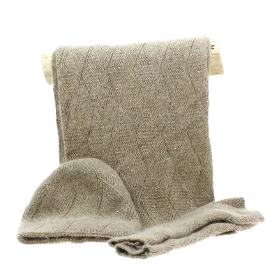 Beanie - Scarf & Gloves Set knitted beige glitter - Traclet     Reference : 21361| Chapellerie Traclet