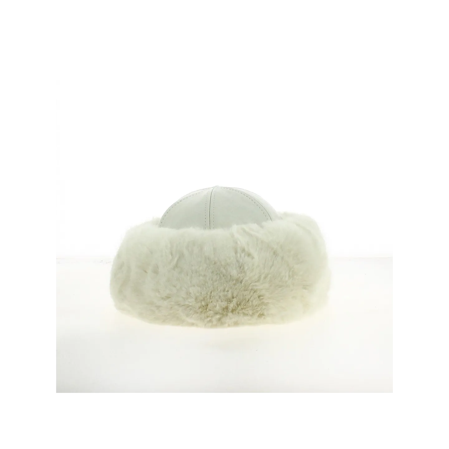 Ivanova Leather Beanie Ecru & White Faux Fur - Traclet Reference: 3182 | Chapellerie Traclet