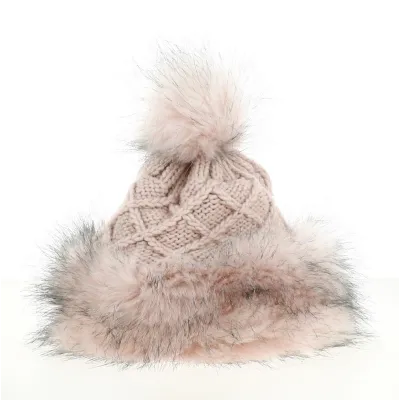 Pink Faux Fur Pom-Pom Beanie - Starling  Reference: 21427 | Traclet Hat Shop