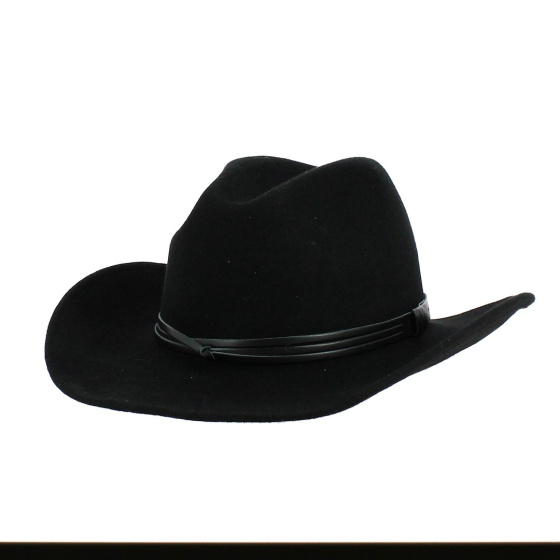Black Wool Felt Cowboy Hat - Traclet