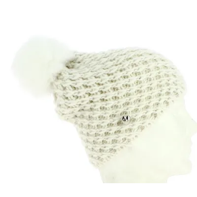 White Ice Beanie with Pompom - Traclet Reference: 21411 | Traclet Hat Shop