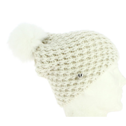 White Ice Beanie with Pompom - Traclet