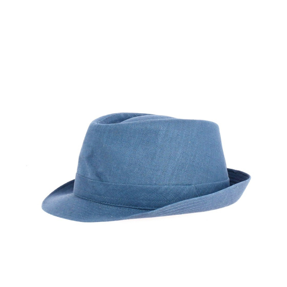 Blue Linen Rufin Trilby Hat - Traclet