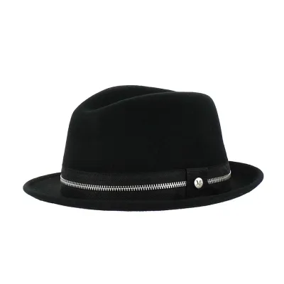 Black Wool Felt Player ZIP Hat - Fléchet Reference: | Traclet Hat Shop