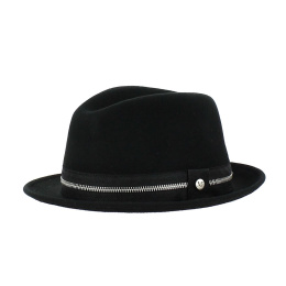 Black Wool Felt Player ZIP Hat - Fléchet