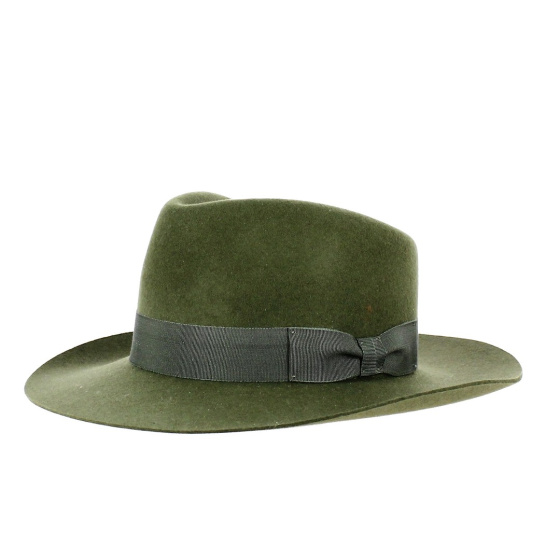 Khaki Wool Felt Fedora Hat - Traclet