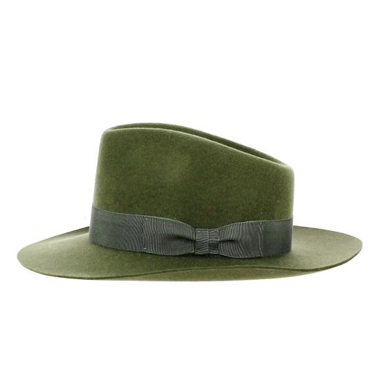 Chapeau Fedora Feutre Laine Kaki  - Traclet