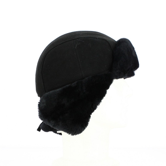 Leather & Sheepskin Ushanka Black - Traclet