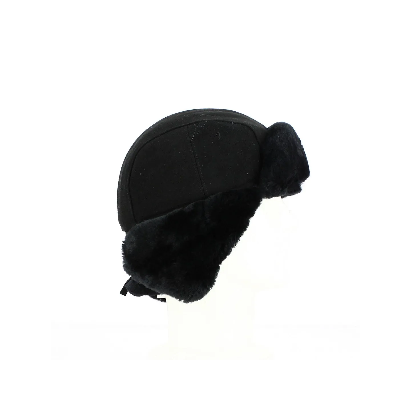 Leather & Sheepskin Traclet Ushanka Black Reference: 614 | Traclet Hat Shop