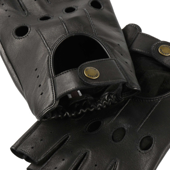 Summer Black Leather Driving Fingerless Gloves - Stetson