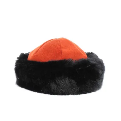 Toque Marmotte Polaire Rouille & Fausse Fourrure Noire - Traclet