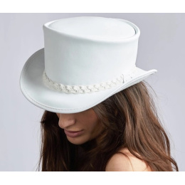 White Leather Top Hat - American Hat
