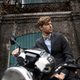 Mustard Yellow Floral Ruffle Bow Tie - Le Coq En Pap