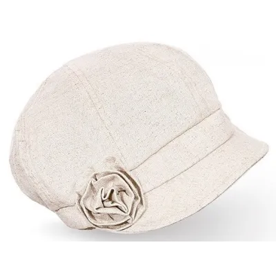 Mia Linen Newsboy Cap in Beige - Traclet Reference: 21661| Chapellerie Traclet
