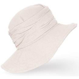 Women's Imma Linen Beige Wide-Brimmed Hat - Traclet