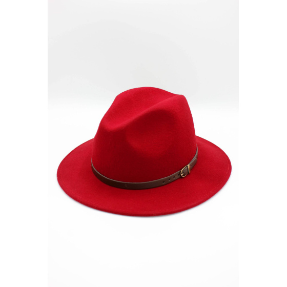 Chapeau Fedora en laine classique avec ceinture