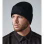 Black Recycled Polyester Patch Beanie - Traclet