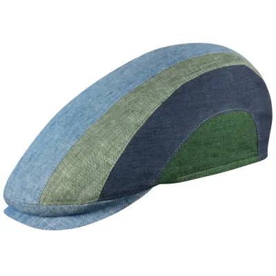 Blue Linen Detroit Flat Cap UPF50+ - Göttmann ref 21699 traclet hat shop