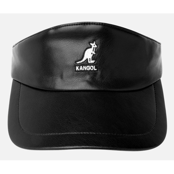 Black Faux Leather Visor Cap - Kangol Black Faux Leather Visor Cap - Kangol