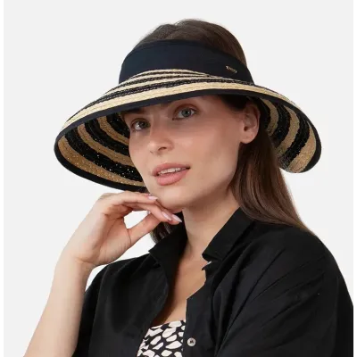 Visor Cap Tambou Natural Straw & Black - Barts ref 21717 traclet hat shop