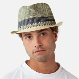 Fluoriet Paper Straw Trilby Hat Beige & Blue - Barts