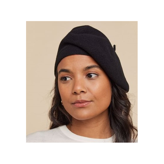 Luna Black Merino Wool Beret - Heritage by Laulhère