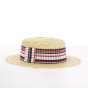 Natural Straw Hat - Red, White & Blue Striped Band
