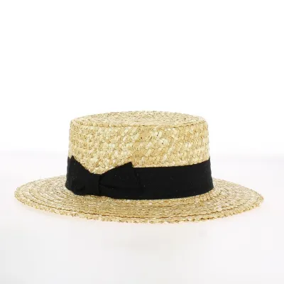 Chapeau de Paille Naturel avec Nœud Papillon