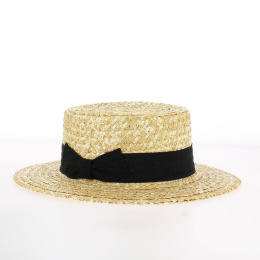 Natural Straw Hat with Bow Tie