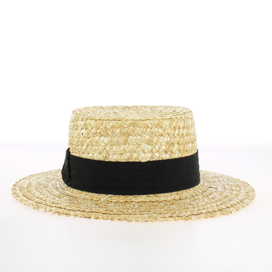 Natural Straw Hat with Bow Tie