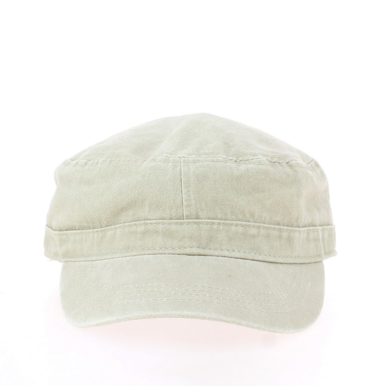 Beige Washed Cotton Cuban Cap
