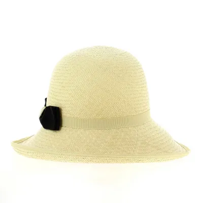 Chapeau Cloche Panama avec nœud noir