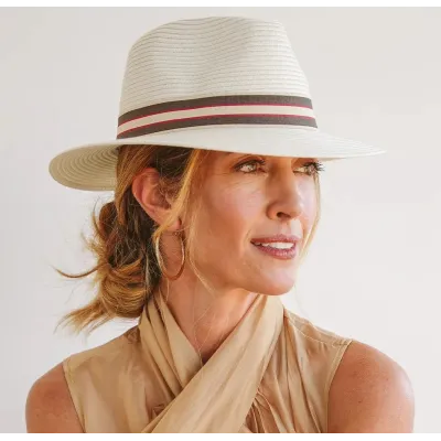 Chapeau Fedora Stripe Ivoire UPF 50+ - House of Ord