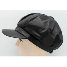 Modena Faux Leather Newsboy Cap - Traclet