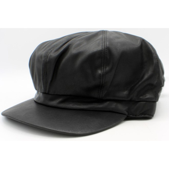 Modena Faux Leather Newsboy Cap - Traclet