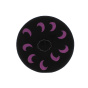 Béret Basque Noir avec Motifs Roses et Lune Brodée