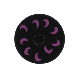 Black Basque Beret with Pink Moon Motifs and Embroidered Moon