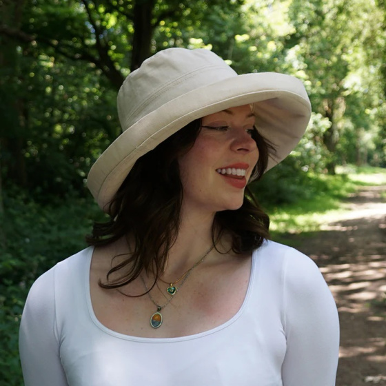 Moon Foldable Summer Sun Hat Cotton / Linen Beige - Traclet