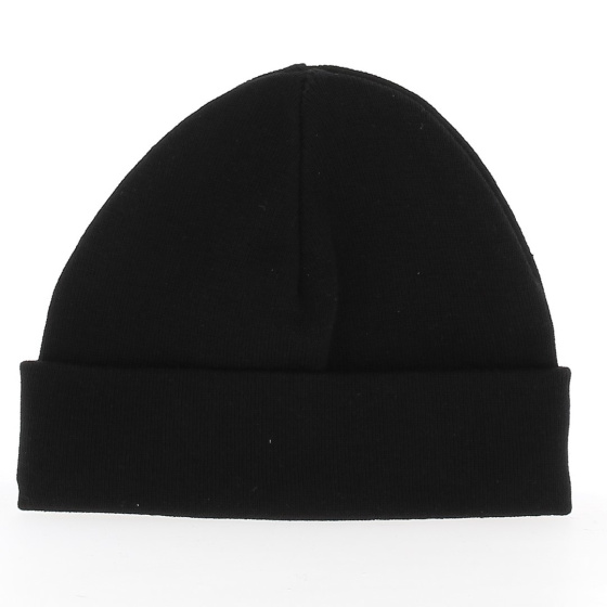 Tinta Unita Black Cotton Beanie